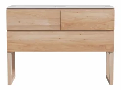 Vente-unique Mueble de baño de roble macizo con doble lavabo encastrado - Natural claro - 120 cm - TARELO Color natural claro Online