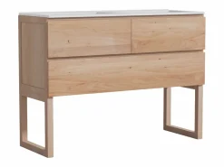 Vente-unique Mueble de baño de roble macizo con doble lavabo encastrado - Natural claro - 120 cm - TARELO Color natural claro Online