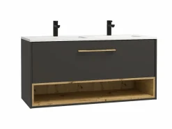 Mueble de baño doble lavabo suspendido con armario de toilette, 120 cm, YANGRA^Vente-unique New