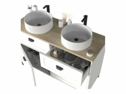 Mueble De Baño Con Doble Lavabo|Mueble de Baño Doble Toscana 2 Puertas, Sin Lavabo, 120 cm, /Roble