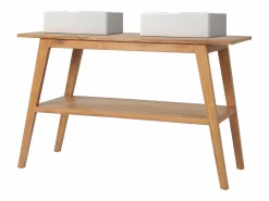 Vente-unique Mueble De Baño Con Doble Lavabo|Mueble de baño en de madera de teca con doble lavabo - 120 x 55 cm - BOBOTSARI