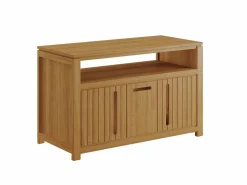 Vente-unique Mueble De Baño Con Doble Lavabo|Mueble de baño en teca clara con doble lavabo, L120 cm, SARATOK