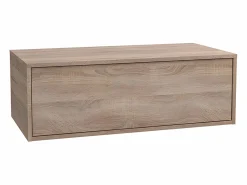 Mueble de baño en tono natural claro con lavabo redondo, 1 cajón y 2 estantes, TEANA^Vente-unique New