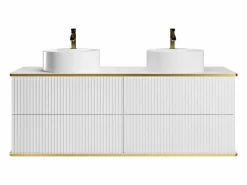 Mueble de baño estriado con ribete dorado, dos lavabos, 150 cm, KELIZA^Vente-unique Sale