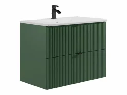 Mueble de baño estriado con lavabo de encastre y columna, mate, 80 cm, ZEVINI^Vente-unique Outlet
