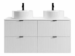 Mueble de baño estriado con lavabo sobre encimera redondo, mate, 120 cm, ZEVINI^Vente-unique Clearance