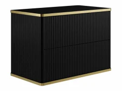 Vente-unique Mueble De Baño Simple|Mueble de baño estriado con ribete dorado y lavabo redondo, , 80 cm, KELIZA