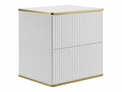 Vente-unique Mueble de baño estriado con ribete dorado y lavabo sobre encimera, , L60 cm, KELIZA Blanco Best