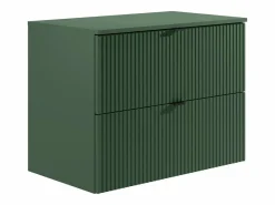Vente-unique Conjunto De Baño|Mueble de baño estriado, lavabo cuadrado sobre encimera y columna, mate, 80 cm ZEVINI