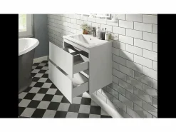 Mueble de baño flotante con lavabo, 79 x 44.5 x 52 cm, Mate,Con 2 Cajones, Muebles de Alta Calidad,^Aica New