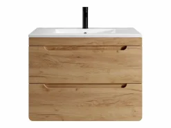 Vente-unique Mueble de baño flotante con lavabo en natural de 80 cm - ARUBA Color natural claro New