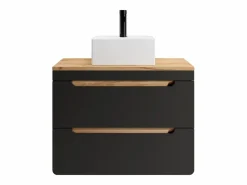Vente-unique Mueble de baño flotante con lavabo, 80 cm, natural claro antracita, ARUBA Gris antracita / Color natural claro New
