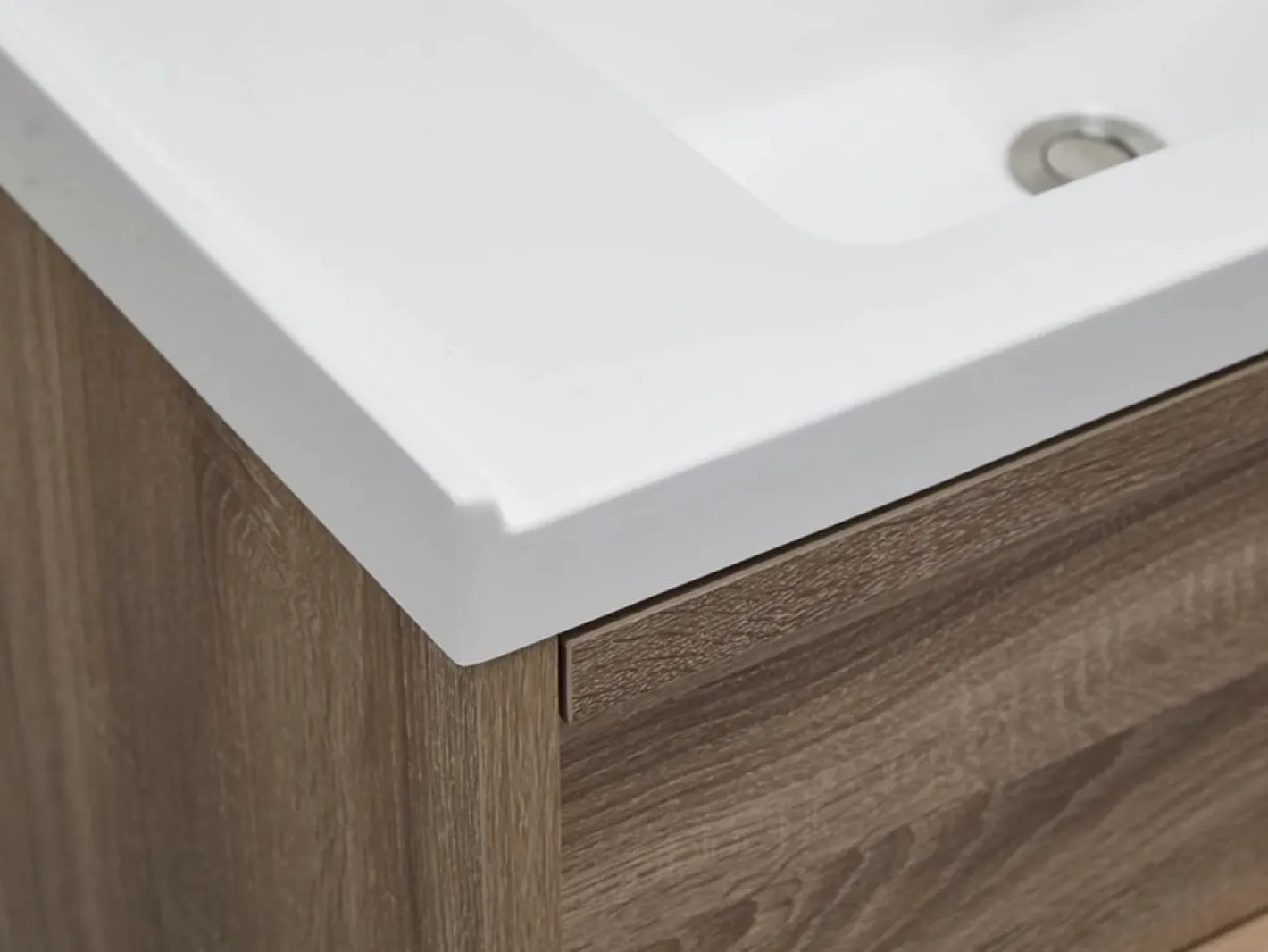 Vente-unique Mueble De Baño Con Doble Lavabo|Mueble de baño flotante con lavabo encastrable, natural claro, 120 cm, QUADRA