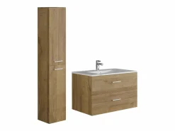 Vente-unique Mueble de baño flotante con lavabo y columna natural clara, 80 cm, KAYLA Color natural claro Online