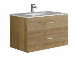 Vente-unique Mueble de baño flotante con lavabo y columna natural clara, 80 cm, KAYLA Color natural claro Online