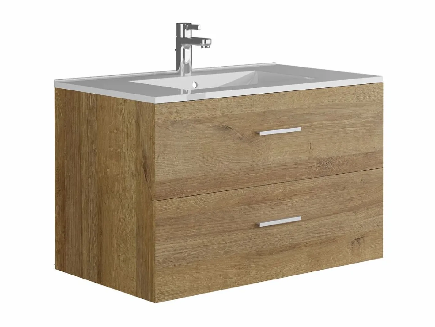 Vente-unique Mueble de baño flotante con lavabo y columna natural clara, 80 cm, KAYLA Color natural claro Online