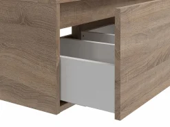Vente-unique Mueble De Baño Con Doble Lavabo|Mueble de baño flotante con doble lavabo, color claro natural, Ancho 150 x Alt. 32 cm, ISAURE