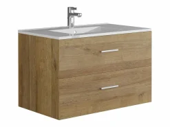 Vente-unique Mueble De Baño Simple|Mueble de baño flotante con lavabo, natural claro, 80 cm, KAYLA