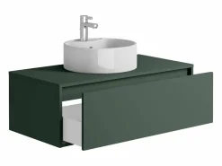 Mueble de baño flotante con lavabo redondo, color mate, 94 cm, TEANA^Vente-unique Outlet