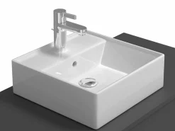 Mueble de baño flotante con lavabo, antracita y blanco, 2 cajones, TEANA^Vente-unique Online