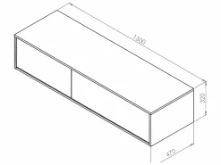 Vente-unique Mueble De Baño Con Doble Lavabo|Mueble de baño flotante de doble lavabo, natural oscuro, Ancho 150 x Alt. 32 cm, ISAURE