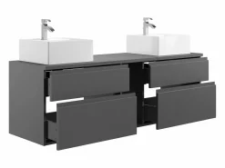 Mueble de baño flotante doble lavabo, antracita, L150 cm, MAGDALENA^Vente-unique Online