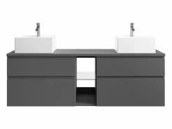 Mueble de baño flotante doble lavabo, antracita, L150 cm, MAGDALENA^Vente-unique Online