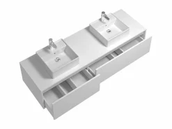 Mueble de baño flotante doble lavabo, color , Ancho 150 x A32 cm, ISAURE^Vente-unique Hot