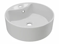 Vente-unique Mueble de baño flotante doble lavabo redondo, , L150 x H32 cm, ISAURE Beige