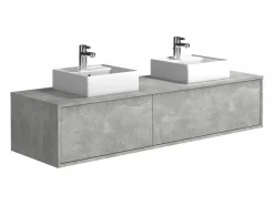 Mueble de baño flotante doble lavabo, gris, Ancho 150 x Alt. 32 cm, ISAURE^Vente-unique Outlet