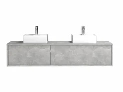 Mueble de baño flotante doble lavabo, gris, Ancho 150 x Alt. 32 cm, ISAURE^Vente-unique Outlet
