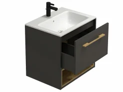 Vente-unique Mueble de baño flotante en con lavabo empotrado para baño, 60 cm, YANGRA Gris antracita Online