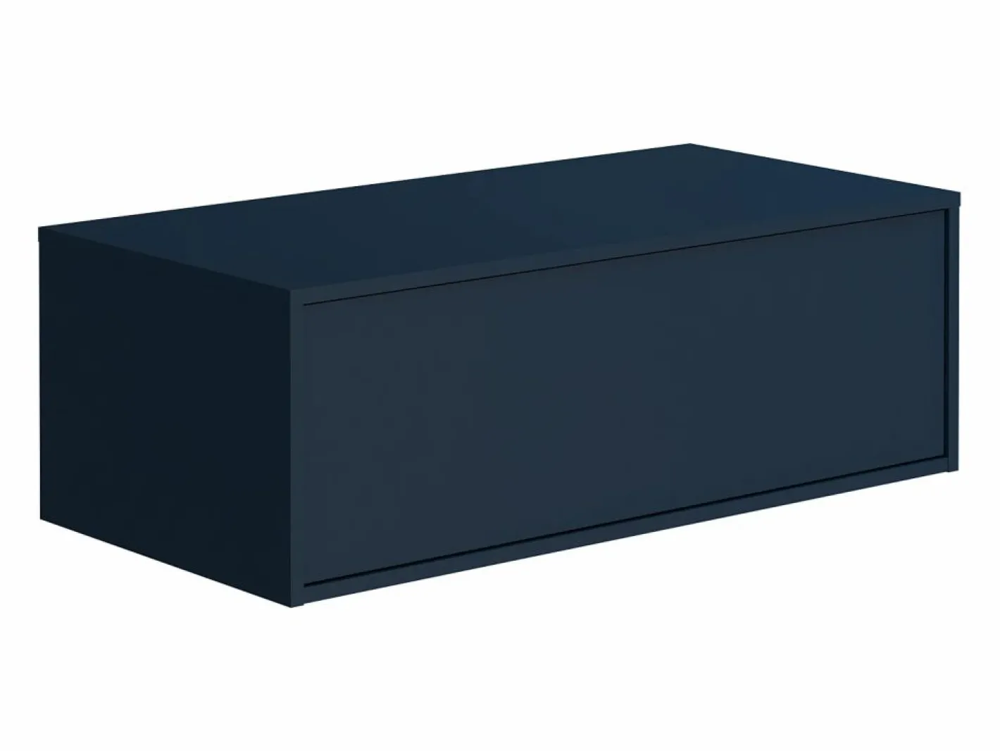Vente-unique Mueble De Baño Simple|Mueble de baño flotante en color azul noche con lavabo redondo - 94 cm - TEANA II