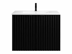 Mueble de baño flotante estriado con lavabo empotrado, L80 cm - ZILGA^Vente-unique Discount