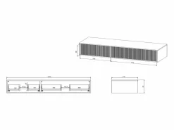 Vente-unique Mueble De Baño Con Doble Lavabo|Mueble de baño flotante rayado con doble lavabo, mate, 150 cm, ARNEGA