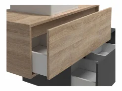 Vente-unique Mueble De Baño Simple|Mueble de baño flotante, tonos naturales claros y gris antracita, 2 cajones, TEANA