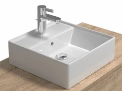 Vente-unique Mueble De Baño Simple|Mueble de baño flotante, tonos naturales claros y gris antracita, 2 cajones, TEANA