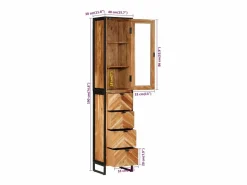 vidaxl Estantería Sobre Inodoro|Mueble de baño hierro y madera maciza de acacia 40x27x190 cm
