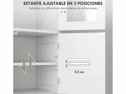 Homcom Mueble De Aseo|Mueble de baño Kioto 6 puertas 170,5x60x30 cm