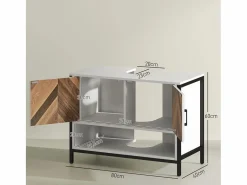 Mueble de baño Kitte 2 puertas y un compartimento blanco/natural 60x80x40 cm^Homcom Clearance