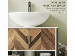 Mueble de baño Kitte 2 puertas y un compartimento blanco/natural 60x80x40 cm^Homcom Clearance