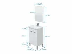 Mueble de baño Koncept 2 puertas + espejo + lavabo 50 cm^ New