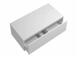 Vente-unique Mueble De Baño Simple|Mueble de baño, lavabo redondo, 1 cajón blanco y 2 estantes claros naturales, TEANA