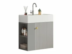 Merax Mueble De Baño Simple|Mueble de baño lavabo simple - 2 huecos laterales y 1 puerta - 55 x 31 x 66,5 cm - Tablero de partículas -