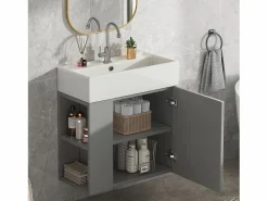 Merax Mueble De Baño Simple|Mueble de baño lavabo simple - 2 huecos laterales y 1 puerta - 55 x 31 x 66,5 cm - Tablero de partículas -