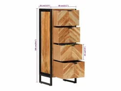 Mueble de baño madera maciza de acacia y hierro 40x30x100 cm^vidaxl New