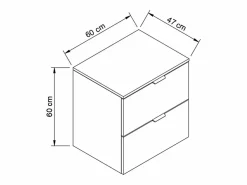 Mueble De Lavabo|Mueble de baño mural para lavabo WENA, con 2 puertas y 2 cajones, frentes lisos, Orio, 120x60x47 cm, Cachemira/Roble artesano
