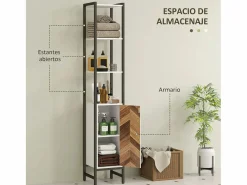 Mueble de baño Nara alto nogal 170x30x30 cm^Homcom Outlet