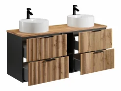 Mueble de baño natural claro con estantes y lavabo redondo, 140 cm, MADELA^Vente-unique Sale