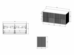 Vente-unique Mueble De Baño Con Doble Lavabo|Mueble de baño con ribete dorado, dos lavabos, 120 cm, KELIZA